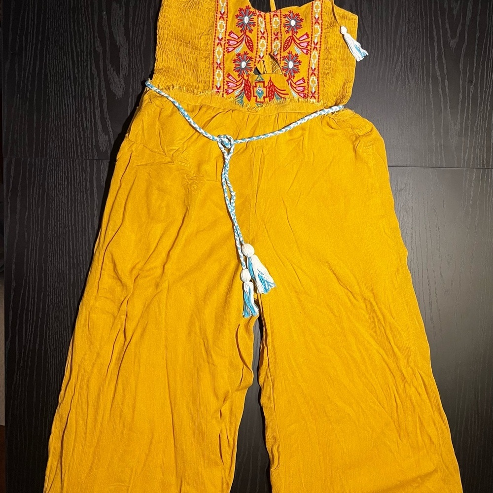 Embroidered Mustard Jumpsuit